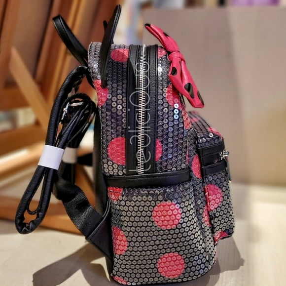 DISNEY LOUNGEFLY MINNIE POLKA DOT BACKPACK - Picture 5 of 7